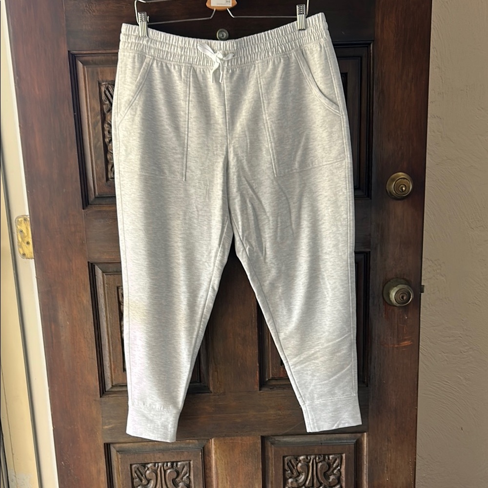 DSG Gray Track Capri Pants with Elastic Waistband and Tapered Leg